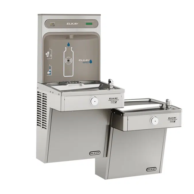 LVRCGRNTL8WSK Elkay ezH2O Bottle Filling Station, & Bi-Level High Efficiency Vandal-Resistant Cooler, Filtered Refrigerated Stainless