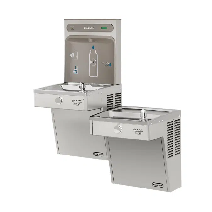 LVRCGRNTL8WSK Elkay ezH2O®  Bottle Filling Station & Bi-Level High Efficiency Vandal-Resistant Cooler Filtered Refrigerated Stainless