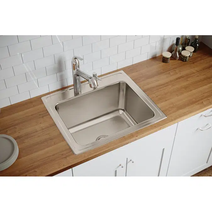 DLR2522121_4_MR2 Lustertone® Classic Stainless Steel 25" x 22" x 12-1/8" Single Bowl Drop-in Sink