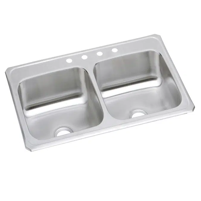 CR33221_4 Celebrity® Stainless Steel 33" x 22" x 7" Equal Double Bowl Drop-in Sink