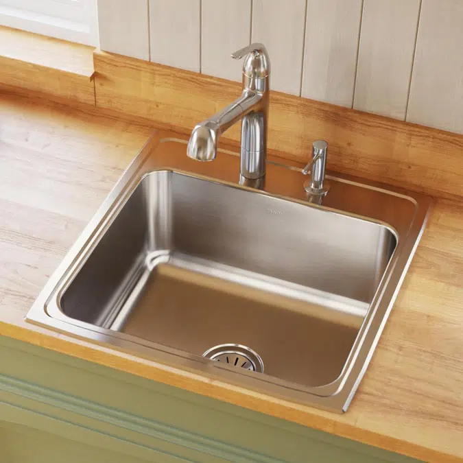 DLR2222101_4_MR2 Lustertone® Classic Stainless Steel 22" x 22" x 10-1/8" Single Bowl Drop-in Sink