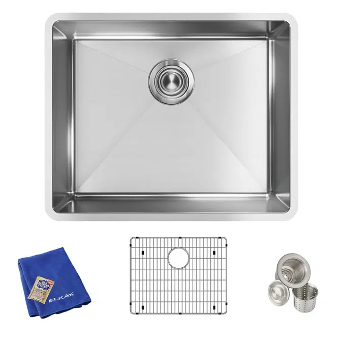 ECTRU21179TC Elkay Crosstown® 18 Gauge Stainless Steel 22-1/2" x 18-1/2" x 9" Single Bowl Undermount Sink Kit