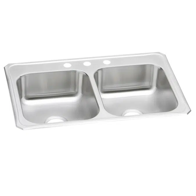 CR33221_4 Celebrity® Stainless Steel 33" x 22" x 7" Equal Double Bowl Drop-in Sink