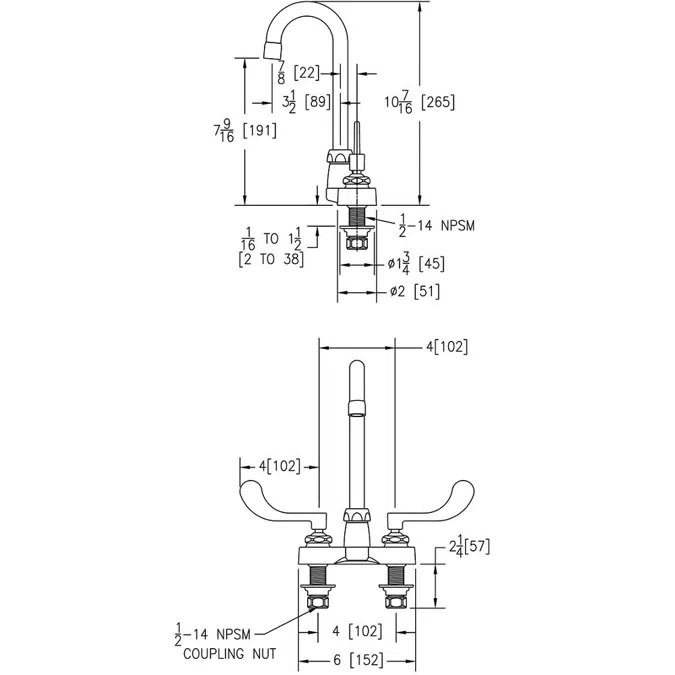 LK406GN04T4 Elkay® 4" Centerset with Exposed Deck Faucet with 4" Gooseneck Spout 4" Wristblade Handles Chrome