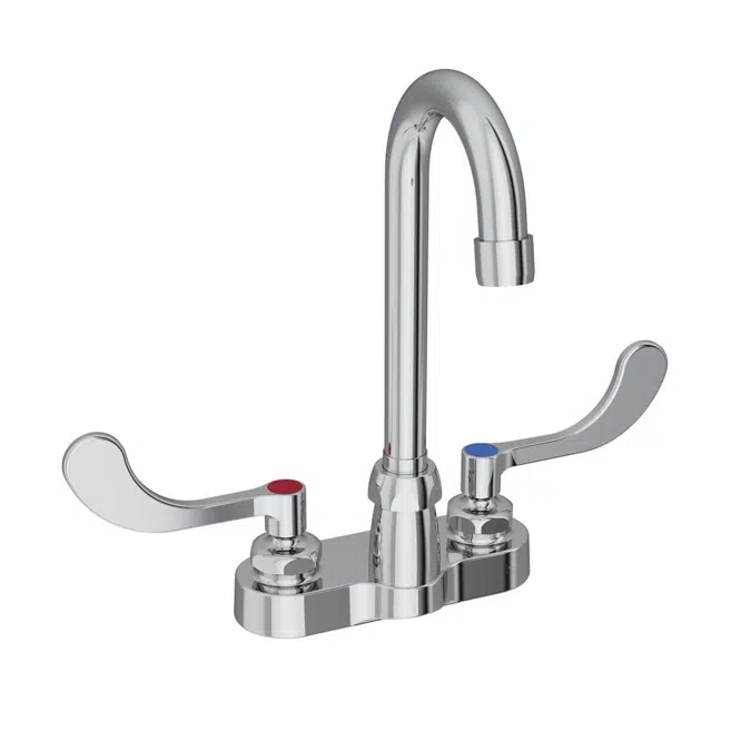 LK406GN04T4 Elkay® 4" Centerset with Exposed Deck Faucet with 4" Gooseneck Spout 4" Wristblade Handles Chrome