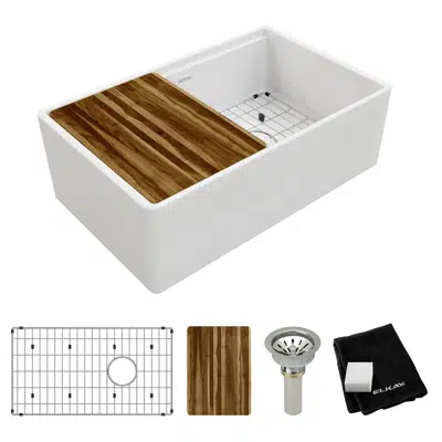 imagen para SWUF13020CBWH Fireclay 30" x 18-13/16" x 9-5/8" Single Bowl Farmhouse Sink Kit