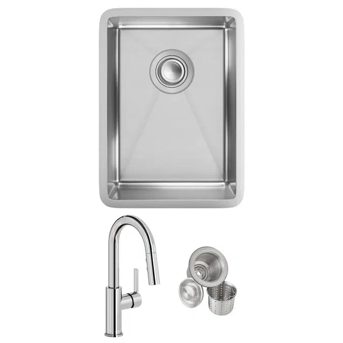 ECTRU12179TFCC Elkay Crosstown® 18 Gauge Stainless Steel 13-1/2" x 18-1/2" x 9" Single Bowl Undermount Bar Sink & Faucet Kit with Drain