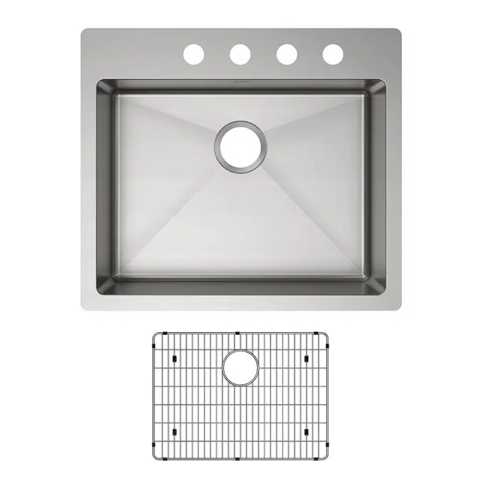 ECTSRAD25226TBG1_5 Crosstown® 18 Gauge Stainless Steel 25" x 22" x 6" Single Bowl Dual Mount ADA Sink Kit