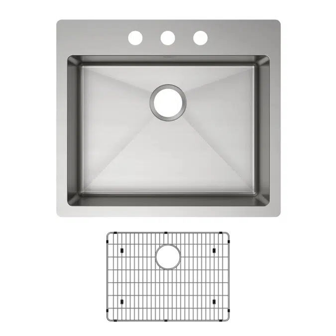 ECTSRAD25226TBG1_5 Crosstown® 18 Gauge Stainless Steel 25" x 22" x 6" Single Bowl Dual Mount ADA Sink Kit