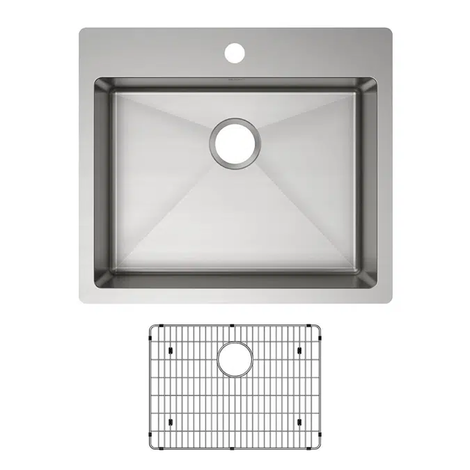 ECTSRAD25226TBG1_5 Crosstown® 18 Gauge Stainless Steel 25" x 22" x 6" Single Bowl Dual Mount ADA Sink Kit