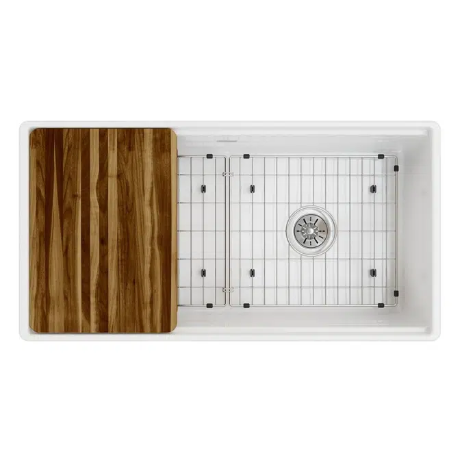 SWUF13620CBWH Fireclay 36" x 18-13/16" x 9-5/8" Single Bowl Farmhouse Sink Kit