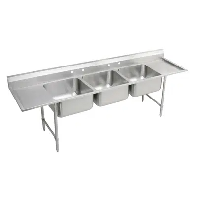 Зображення для Elkay Rigidbilt Stainless Steel 97-1/4" x 29-3/4" x 14" Floor Mount, Triple Compartment Scullery Sink w/ Drainboard