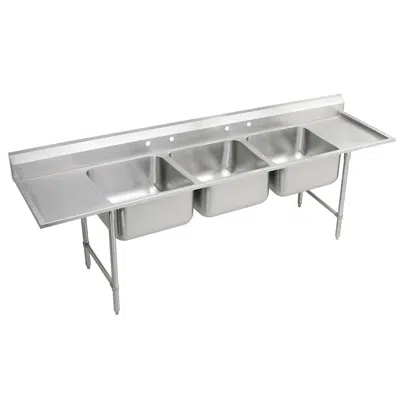 Image for RNSF8354LR4 Elkay Rigidbilt® Stainless Steel 97-1/4" x 29-3/4" x 14" Floor Mount Triple Compartment Scullery Sink w/ Drainboard