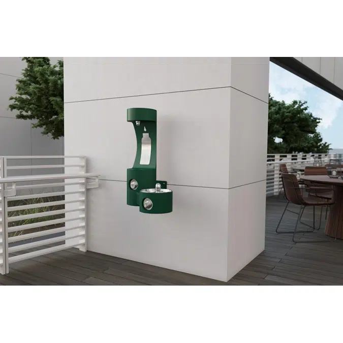 LK4408BFEVG_BLU_BLK_GRY Outdoor ezH2O®  Bottle Filling Station Wall Mount with Single Fountain Non-Filtered Non-Refrigerated
