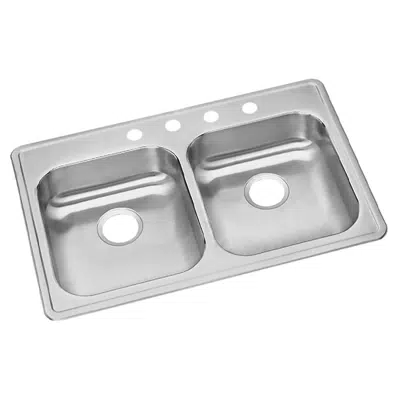 Image for GE233224 Dayton® Stainless Steel 33" x 22" x 5-3/8" Equal Double Bowl Drop-in Sink