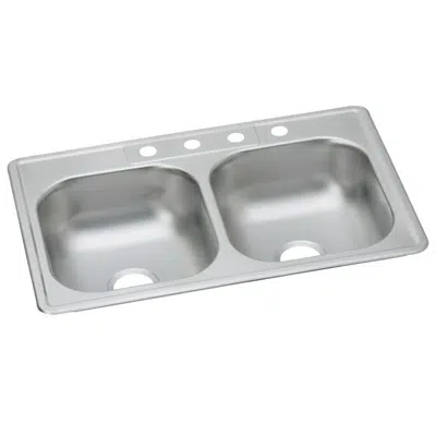 Image for DDW50233223_4 Dayton® Stainless Steel 33" x 22" x 7-1/16" Equal Double Bowl Drop-in Sink (50 Pack)