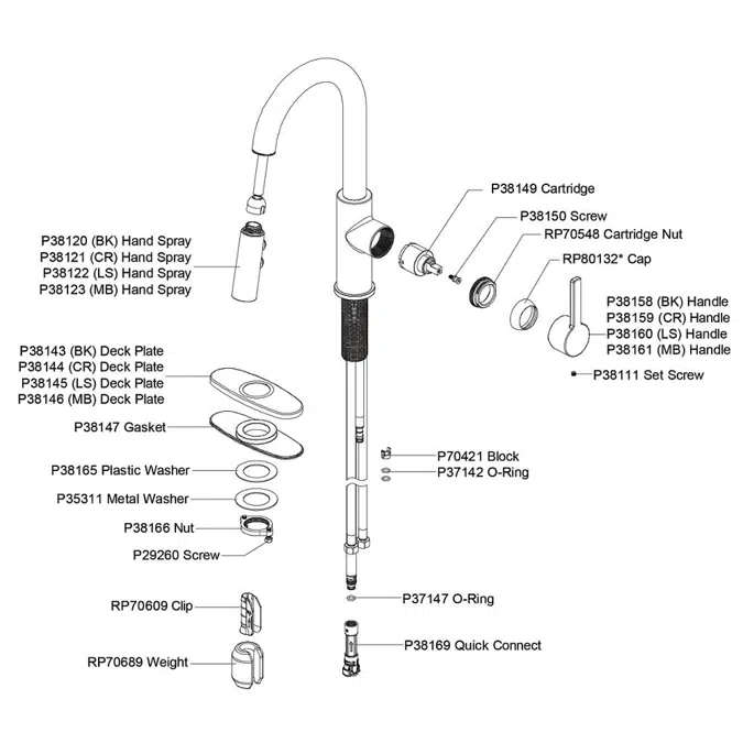 LKAV3032_CR_LS_MB_BK Avado® Single Hole Bar Faucet with Pull-down Spray and Lever Handle