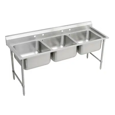 Image for RNSF83724 Elkay Rigidbilt® Stainless Steel 85-1/2" x 29-3/4" x 12-3/4" Floor Mount Triple Compartment Scullery Sink