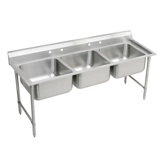 RNSF83724 Elkay Rigidbilt® Stainless Steel 85-1/2" x 29-3/4" x 12-3/4" Floor Mount Triple Compartment Scullery Sink