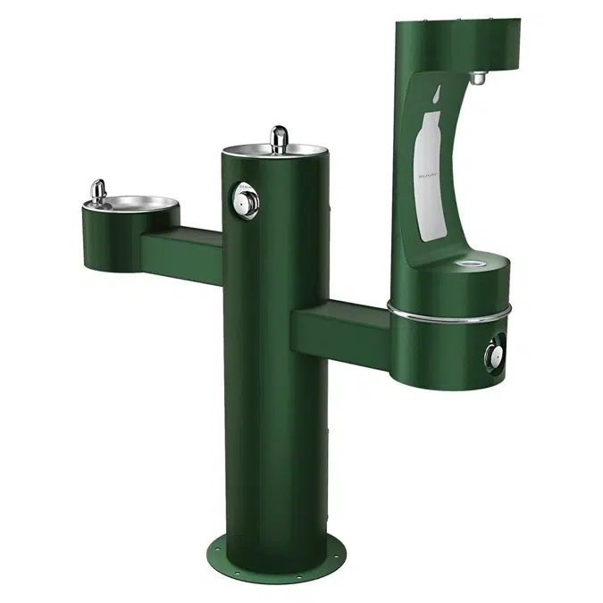 LK4430BF1LEVG_BLU_BLK_GRY Outdoor ezH2O®  Lower Bottle Filling Station Tri-Level Pedestal Non-Filtered Non-Refrigerated