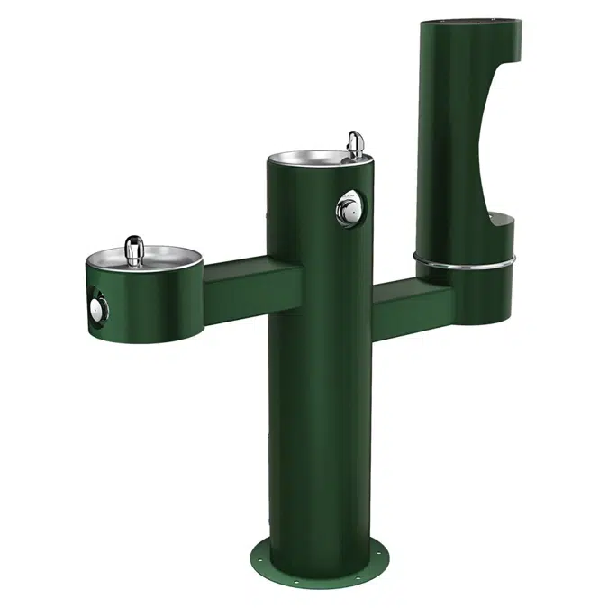 LK4430BF1LEVG_BLU_BLK_GRY Outdoor ezH2O®  Lower Bottle Filling Station Tri-Level Pedestal Non-Filtered Non-Refrigerated