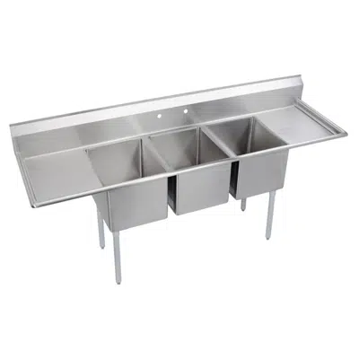 Image for 14-3C16X20-2-18X Elkay® Dependabilt™ Stainless Steel 88" x 25-13/16" x 43-3/4" 16 Gauge Three Compartment Sink w/ 18" Left and Right Drainboards and Stainless Steel Legs
