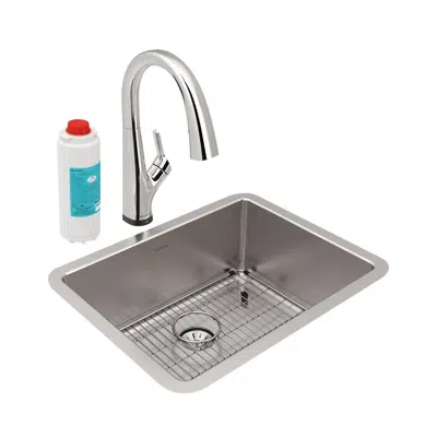 Image for ELUHH2115TPDFLC Lustertone Iconix® 16 Gauge Stainless Steel 23-1/2" x 18-1/4" x 9" Single Bowl Undermount Sink Kit with Filtered Faucet with Perfect Drain®