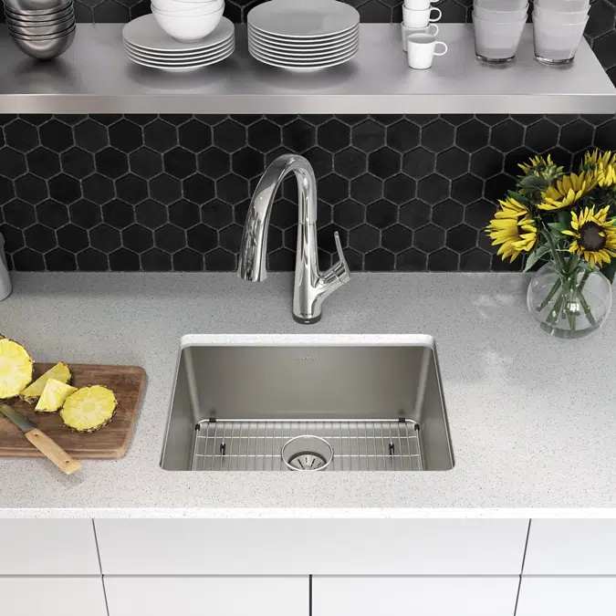 ELUHH2115TPDFLC Lustertone Iconix® 16 Gauge Stainless Steel 23-1/2" x 18-1/4" x 9" Single Bowl Undermount Sink Kit with Filtered Faucet with Perfect Drain®