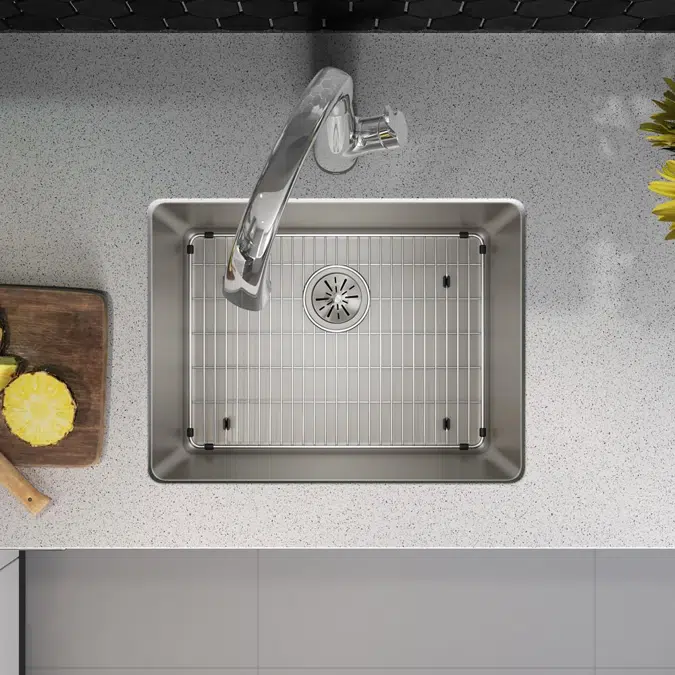 ELUHH2115TPDFLC Lustertone Iconix® 16 Gauge Stainless Steel 23-1/2" x 18-1/4" x 9" Single Bowl Undermount Sink Kit with Filtered Faucet with Perfect Drain®