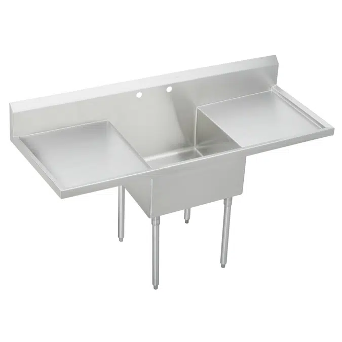 Elkay Sturdibilt Stainless Steel 72" x 27-1/2" x 14" Floor Mount, Single Compartment Scullery Sink with Drainboard
