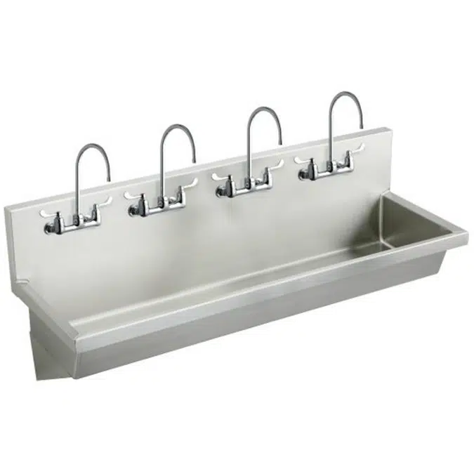 EWMA9620C Elkay Stainless Steel 96" x 20" x 8", Wall Hung Multiple Station Hand Wash Sink Kit