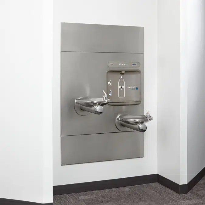 LZWS-EDFPBM117K Elkay ezH2O®  Bottle Filling Station with Bi-Level Integral SwirlFlo® Fountain Filtered Non-Refrigerated Stainless