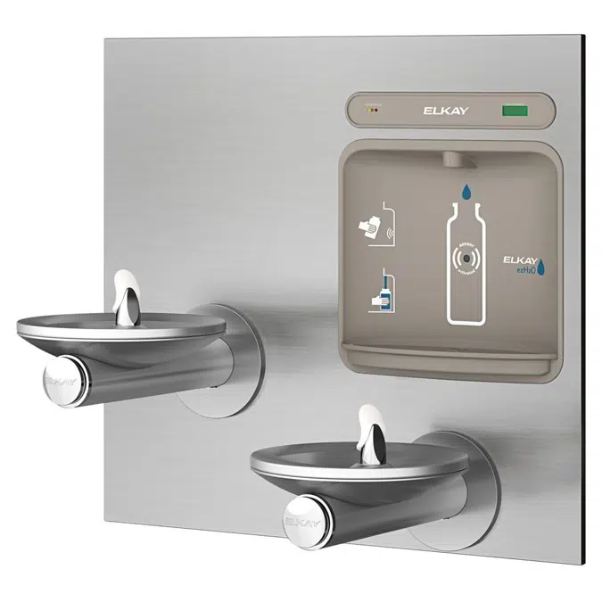 LZWS-EDFPBM117K Elkay ezH2O®  Bottle Filling Station with Bi-Level Integral SwirlFlo® Fountain Filtered Non-Refrigerated Stainless