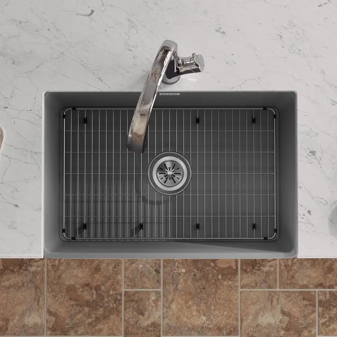 SWUF28179MGFLC Fireclay 30" x 19-15/16" x 9-1/8" Single Bowl Farmhouse Sink Kit with Filtered Faucet