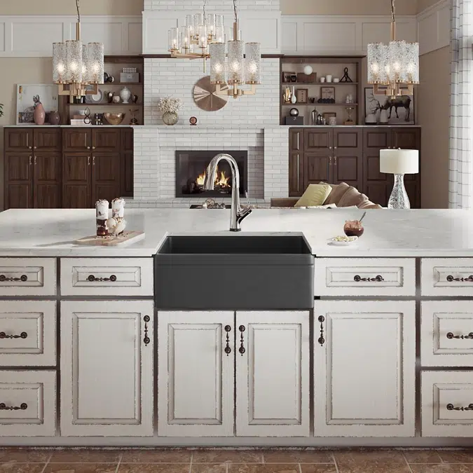 SWUF28179MGFLC Fireclay 30" x 19-15/16" x 9-1/8" Single Bowl Farmhouse Sink Kit with Filtered Faucet