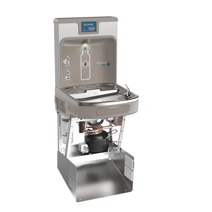 LZS8WSSP-W1 Elkay Enhanced Connected ezH2O® Bottle Filling Station & Single ADA Cooler Refrigerated Stainless High Capacity Lead Reduction Quick Filter Change