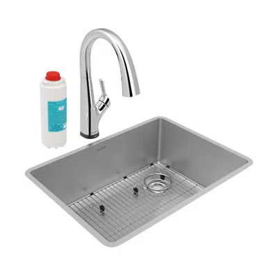 Image for ECTRU24179RTFLC Crosstown® 18 Gauge Stainless Steel 25-1/2" x 18-1/2" x 9" Single Bowl Undermount Sink Kit with Filtered Faucet