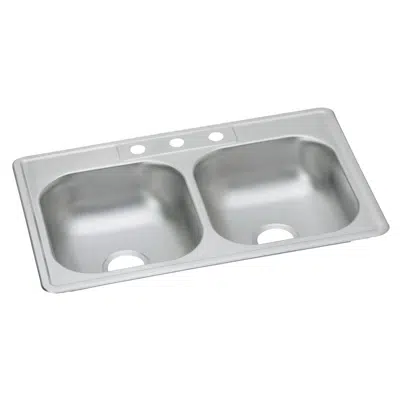Image for D233211_5_MR2 Dayton® Stainless Steel 33" x 21-1/4" x 6-9/16" Equal Double Bowl Drop-in Sink