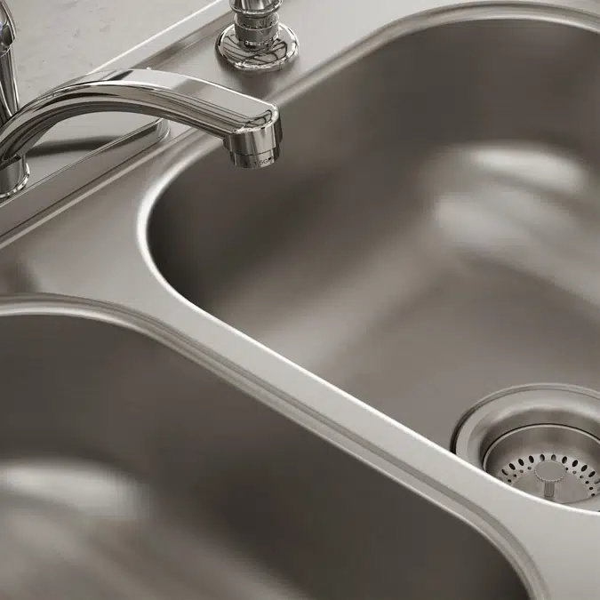 D233211_5_MR2 Dayton® Stainless Steel 33" x 21-1/4" x 6-9/16" Equal Double Bowl Drop-in Sink