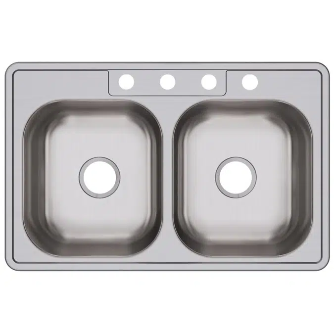 D233211_5_MR2 Dayton® Stainless Steel 33" x 21-1/4" x 6-9/16" Equal Double Bowl Drop-in Sink