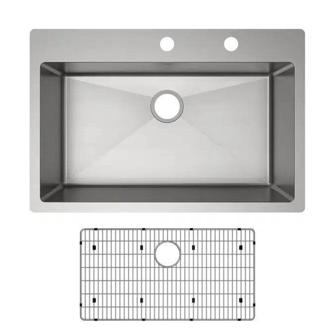 ECTSRS33229TBG1_5_FR2 Crosstown® 18 Gauge Stainless Steel 33" x 22" x 9" Single Bowl Dual Mount Sink Kit