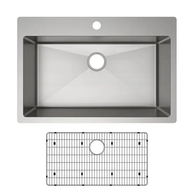 ECTSRS33229TBG1_5_FR2 Crosstown® 18 Gauge Stainless Steel 33" x 22" x 9" Single Bowl Dual Mount Sink Kit
