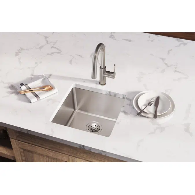 ELUH1616T Lustertone Iconix® 18 Gauge Stainless Steel 18-1/2" x 18-1/2" x 9" Single Bowl Undermount Sink