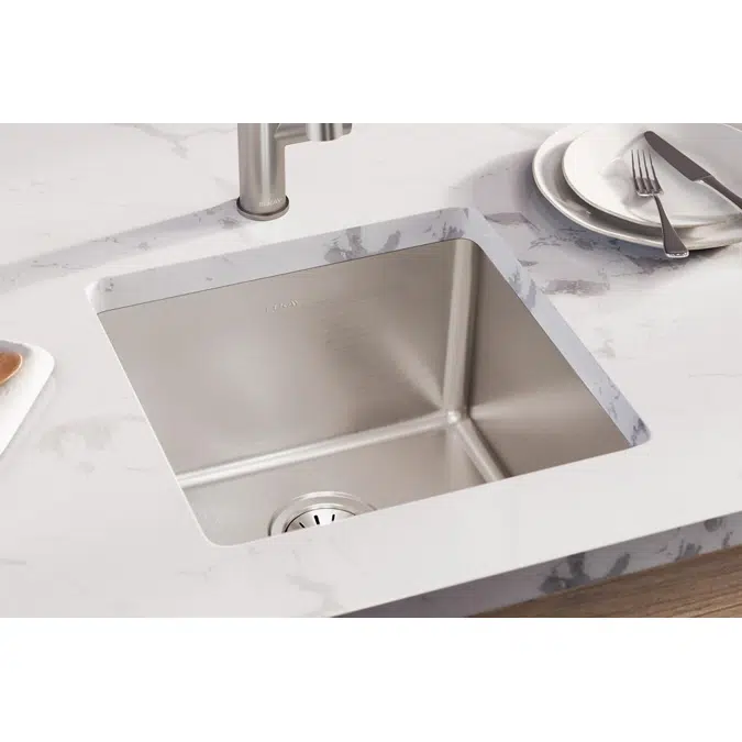 ELUH1616T Lustertone Iconix® 18 Gauge Stainless Steel 18-1/2" x 18-1/2" x 9" Single Bowl Undermount Sink