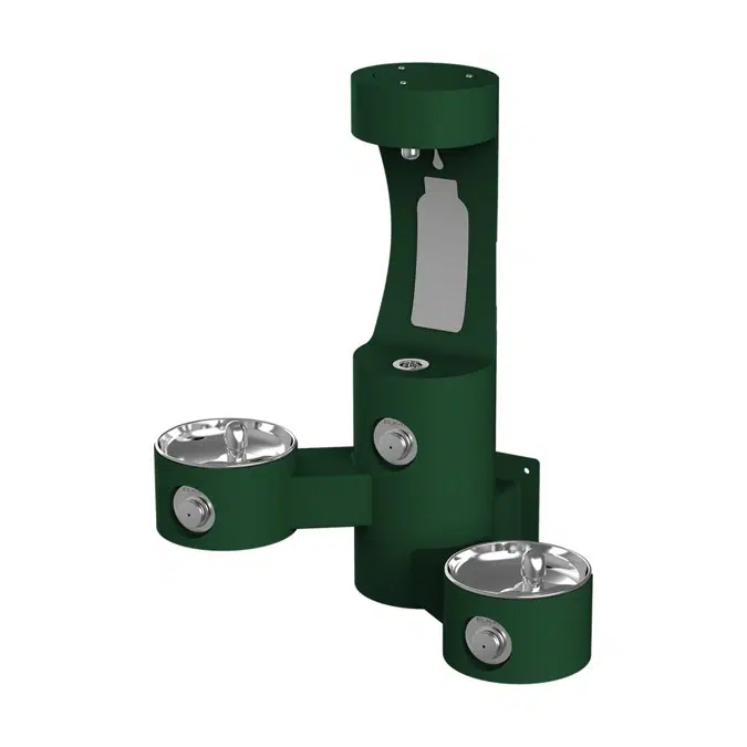 LK4409BFEVG_BLU_BLK_GRY Outdoor ezH2O®  Bottle Filling Station Wall Mount with Bi-Level Fountain Non-Filtered Non-Refrigerated