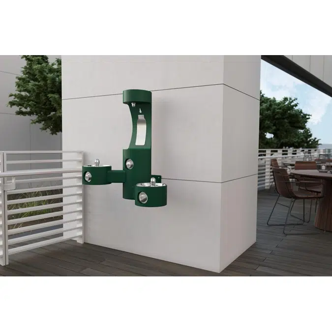 LK4409BFEVG_BLU_BLK_GRY Outdoor ezH2O®  Bottle Filling Station Wall Mount with Bi-Level Fountain Non-Filtered Non-Refrigerated