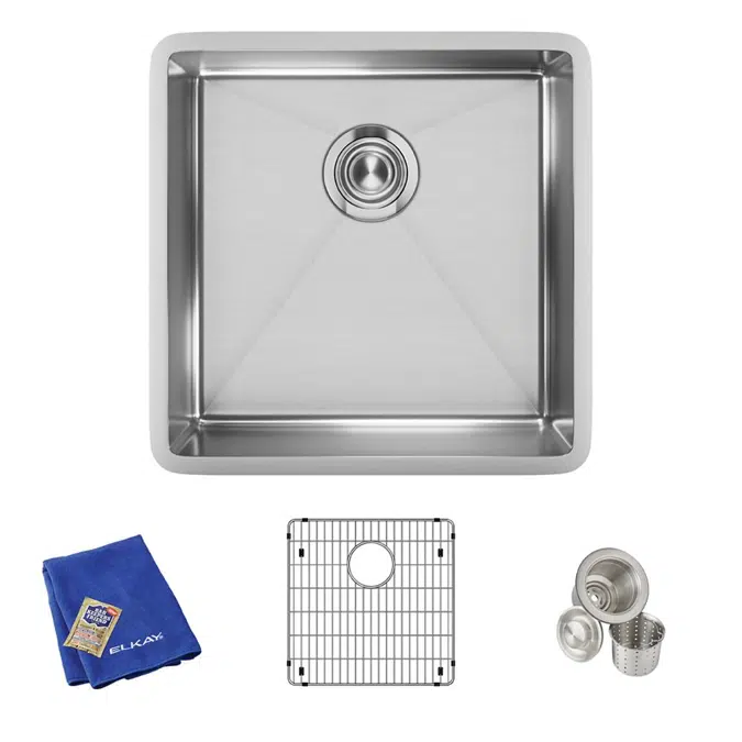 ECTRU17179T Elkay Crosstown® 18 Gauge Stainless Steel 18-1/2" x 18-1/2" x 9" Single Bowl Undermount Sink