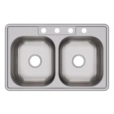 Image for DSE233211_5_MR2 Dayton® Stainless Steel 33" x 21-1/4" x 8-1/16" Equal Double Bowl Drop-in Sink