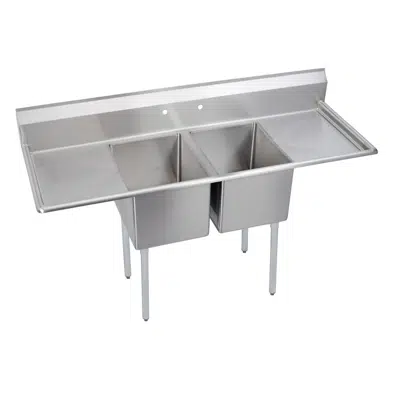 Image for 14-2C16X20-2-18X Dependabilt™ Stainless Steel 70" x 25-13/16" x 43-3/4" 16 Ga. Two comp Sink w/18" LR Drainboards+Stainless Steel Legs