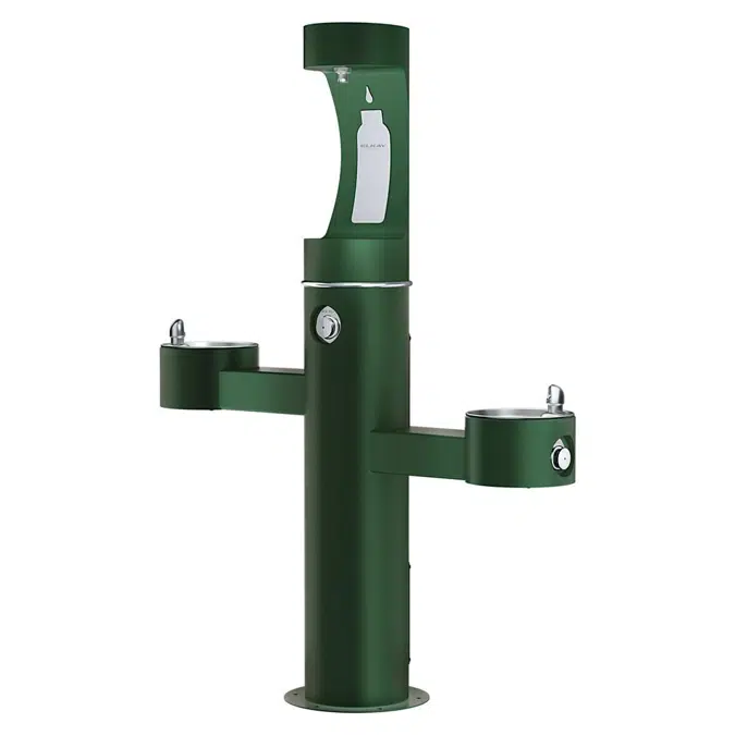 LK4430BF1UBLK_EVG_GRY_BLU Outdoor ezH2O®  Upper Bottle Filling Station Tri-Level Pedestal Non-Filtered Non-Refrigerated